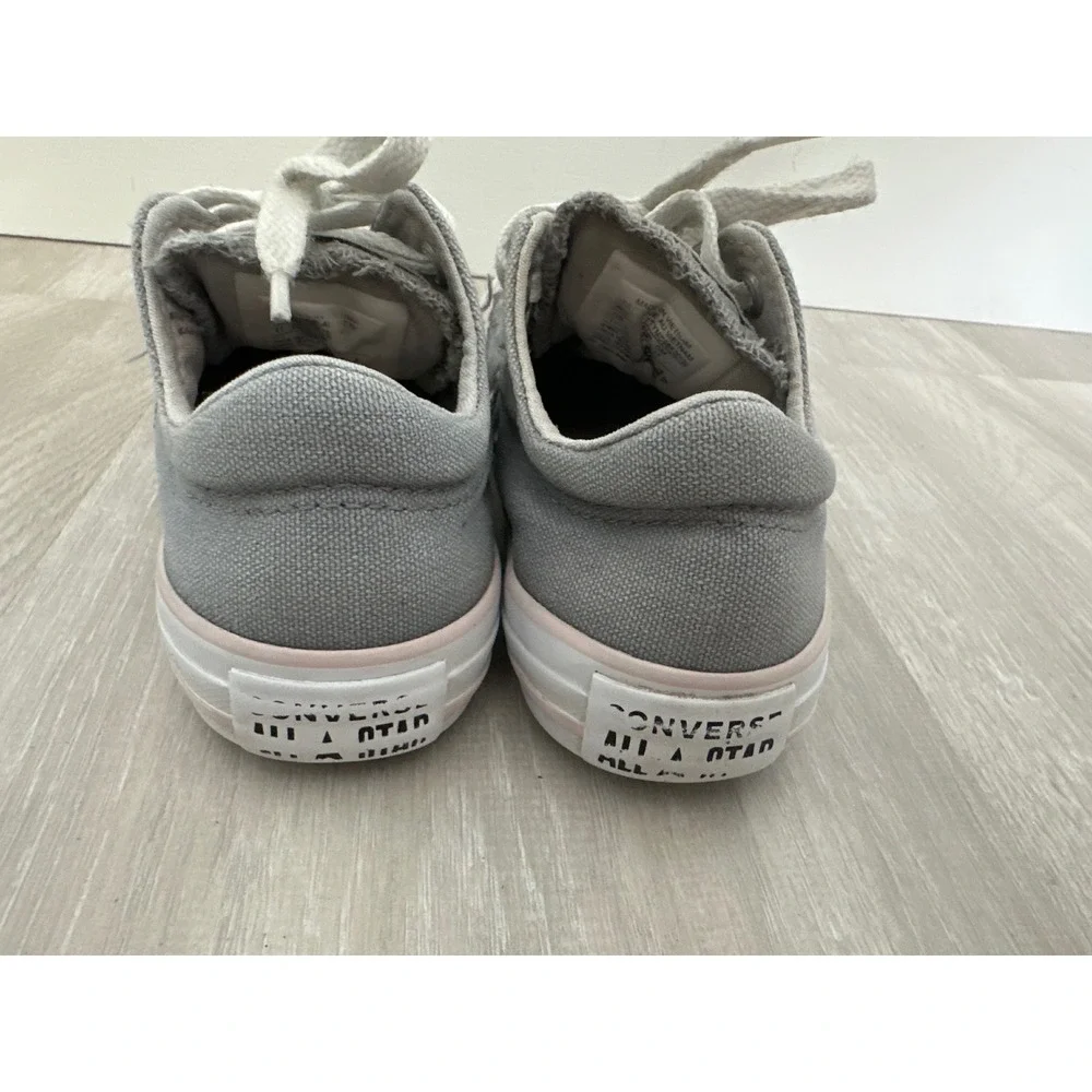 Converse Kids All Star Low Top Sneakers Gray Pink Lace‎ Up Canvas Shoes Size 11